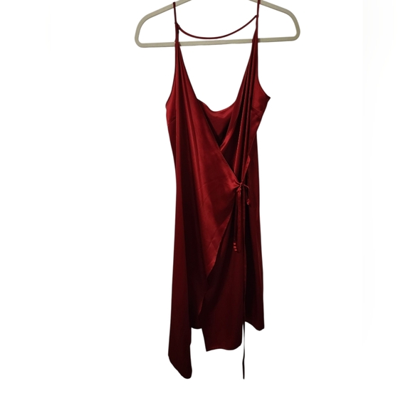 LillySilk NWT slip Wrap dress Women's Small Red/Burgundy - Picture 1 of 11